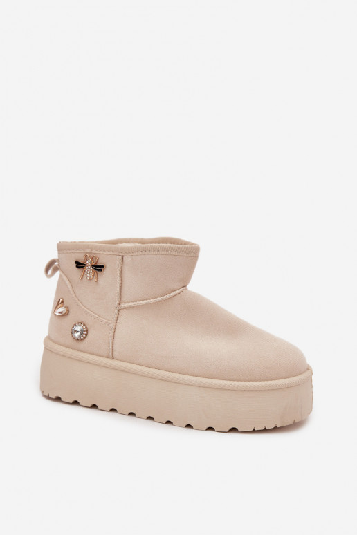 Naistemud saapad platvormiga ja konksudega elevandiluust värvi Tai turielle