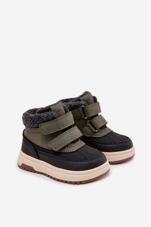 Laste rohelised-mustad lume saapad kleebitavate kinnitustega Darlene