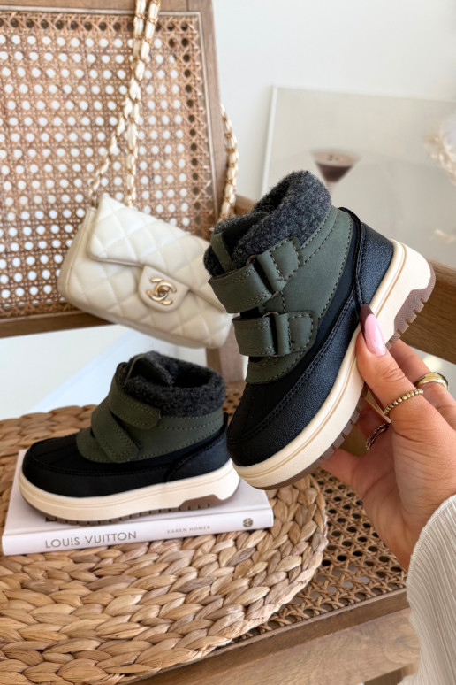 Laste rohelised-mustad lume saapad kleebitavate kinnitustega Darlene