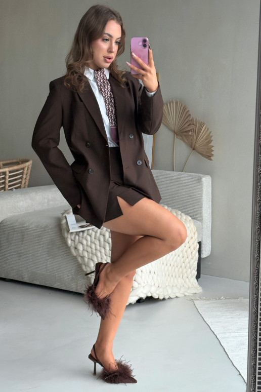 Kõrge kontsaga kingad sulgedega ja avatud kontsaga šokolaadi värvi Belice