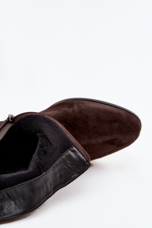 D&A CR52-651 šokolaadi värvi kunstnahast soojad naiste saapad Klocke