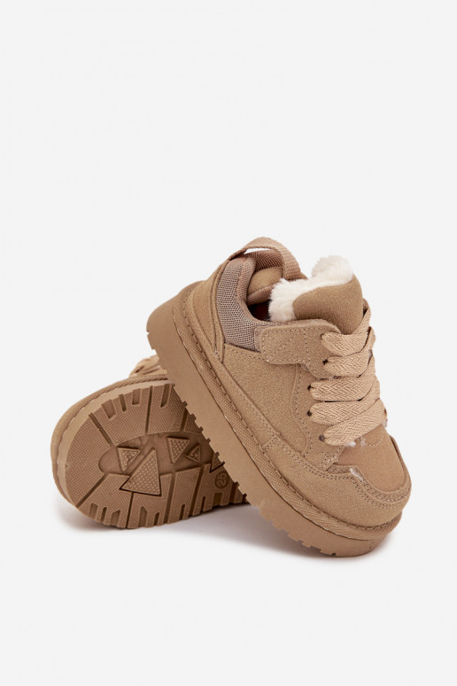 Liivavärv soe laste spordijalatsid karusnahaga Mireen