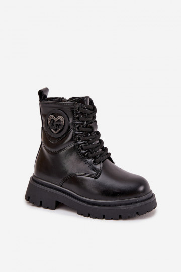 Laste sooja voodriga saapad karvakesega sees ja LOVE ornamentidega, musta värvi, Rosaira