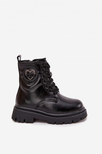 Laste sooja voodriga saapad karvakesega sees ja LOVE ornamentidega, musta värvi, Rosaira 2