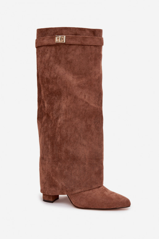 pika säärega saapad Eco Suedeosissee Obcas Słupek Lossi juurde voodriga INysisseinięta Cholesisseka beeži värvi Evyra