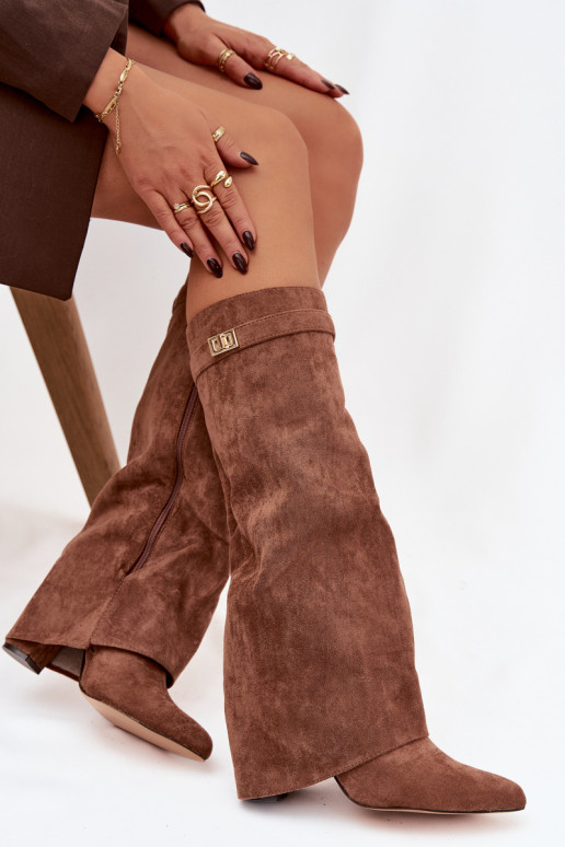 pika säärega saapad Eco Suedeosissee Obcas Słupek Lossi juurde voodriga INysisseinięta Cholesisseka beeži värvi Evyra