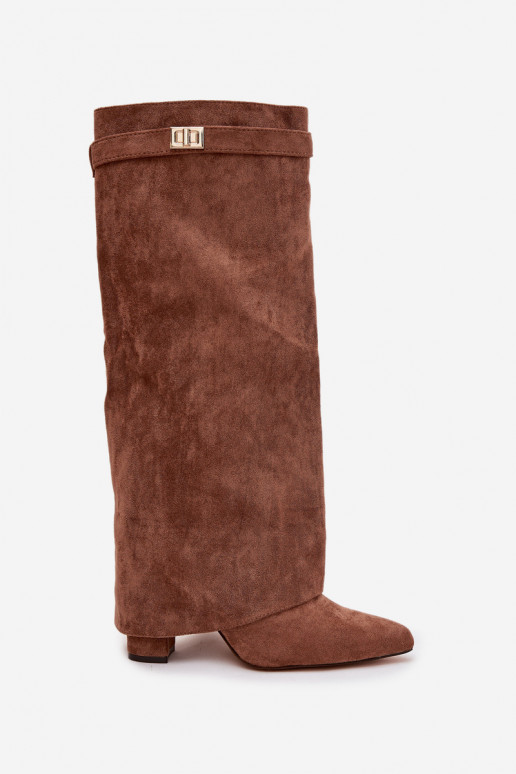 pika säärega saapad Eco Suedeosissee Obcas Słupek Lossi juurde voodriga INysisseinięta Cholesisseka beeži värvi Evyra