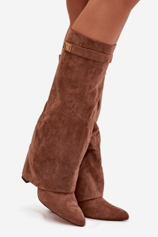 pika säärega saapad Eco Suedeosissee Obcas Słupek Lossi juurde voodriga INysisseinięta Cholesisseka beeži värvi Evyra