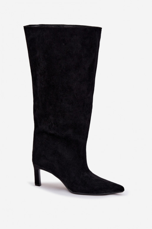 naiste pika säärega saapadEco Suedeu Slip-on kõrge jämeda kontsaga msuud Phelin