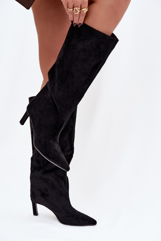 naiste pika säärega saapadEco Suedeu Slip-on kõrge jämeda kontsaga msuud Phelin