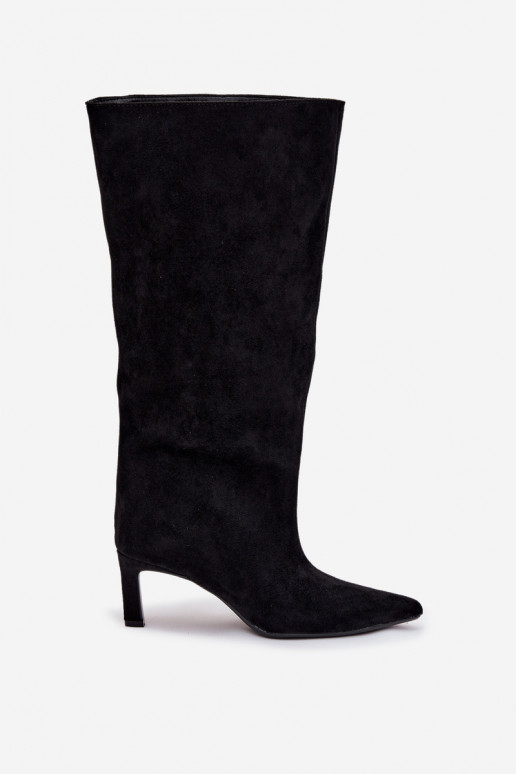 naiste pika säärega saapadEco Suedeu Slip-on kõrge jämeda kontsaga msuud Phelin