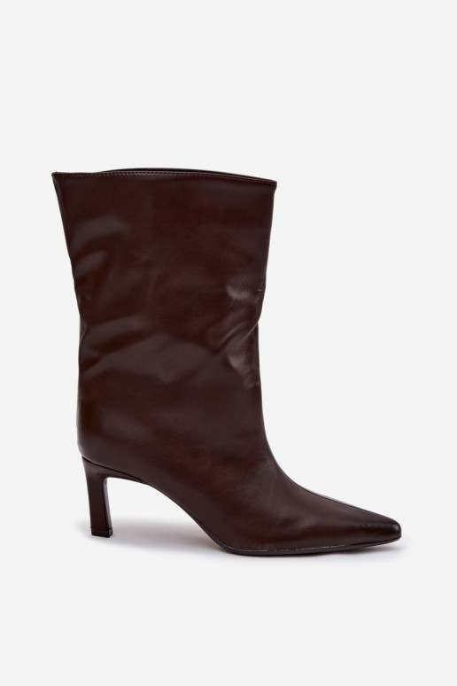 Slip-on Pealiste poolsaapad kõrge jämeda kontsaga eko-nahast Czekoladosissee Norell