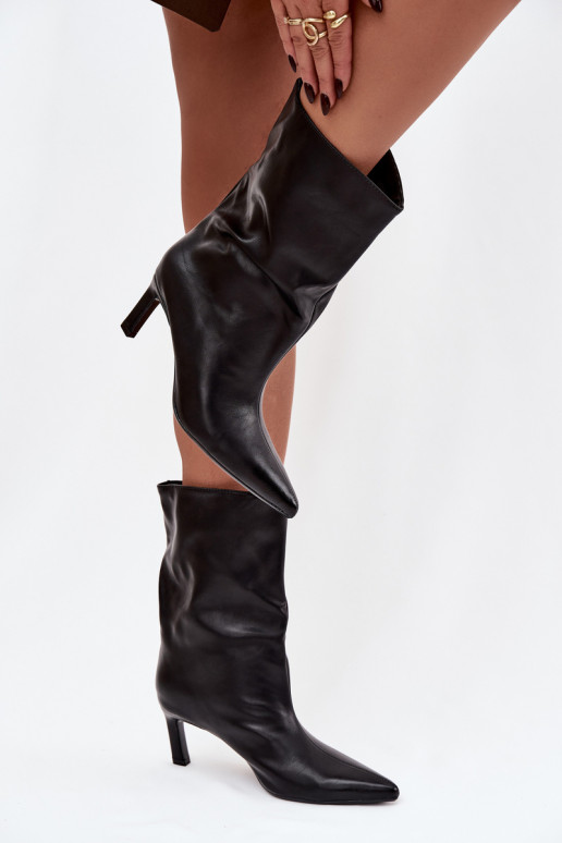 Slip-on Pealiste poolsaapad kõrge jämeda kontsaga eko-nahast msuud Norell