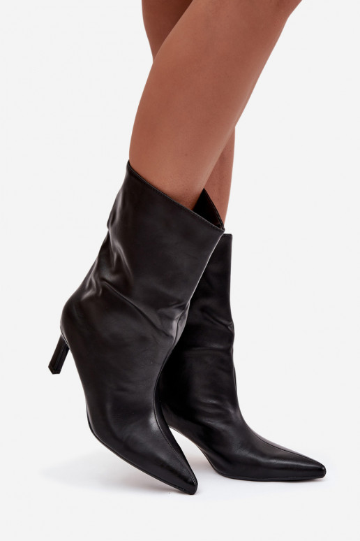 Slip-on Pealiste poolsaapad kõrge jämeda kontsaga eko-nahast msuud Norell