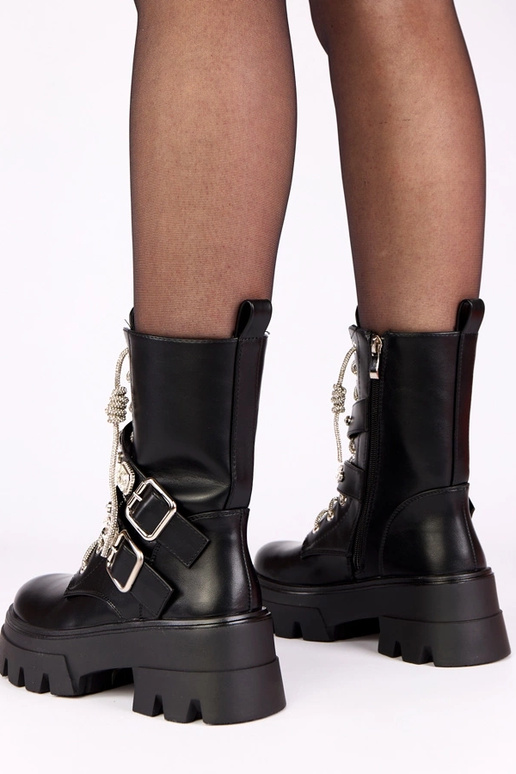 Musta platvormiga saapad tsirkonite...