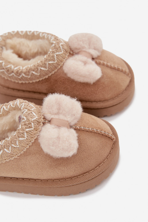 Laste lume saapad tikandiga ja lipsuga, kreemjas värviga Daven