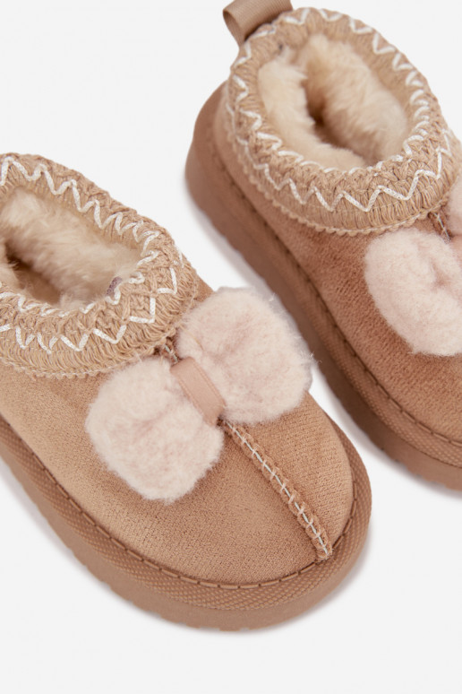 Laste lume saapad tikandiga ja lipsuga, kreemjas värviga Daven