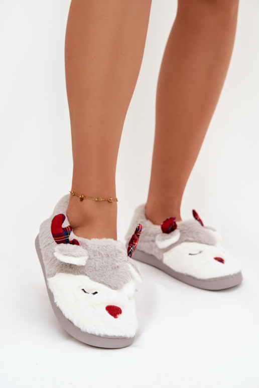 Plätud Christmas Pealiste omad Koos teemaga Põhjapõder karusnahaga Halli värvi Orsella