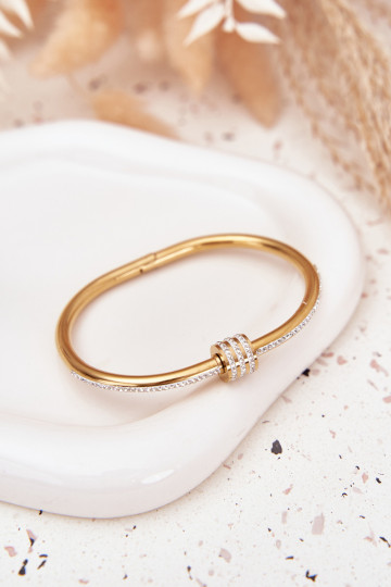 Käevõru Pealiste omad säravate kristallidega Stal Nierdzesissena Kuldset värvi 2