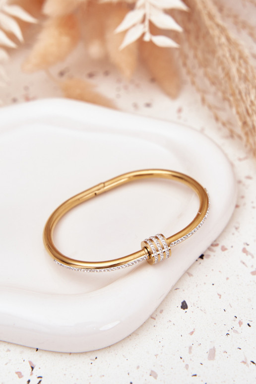 Käevõru Pealiste omad säravate kristallidega Stal Nierdzesissena Kuldset värvi