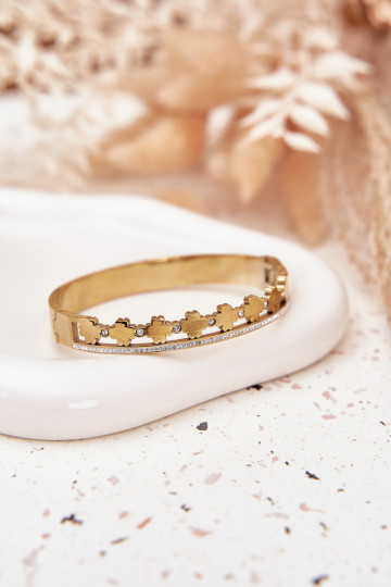 Käevõru roostevabast terasest Ozdobiona Cyrkoniami Kuldset värvi 2