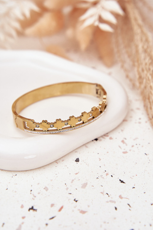 Käevõru roostevabast terasest Ozdobiona Cyrkoniami Kuldset värvi