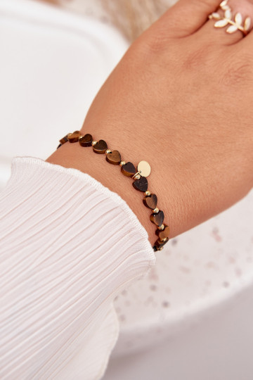 Käevõru Südamed valmistatud roostevabast terasest Pruunid värvi