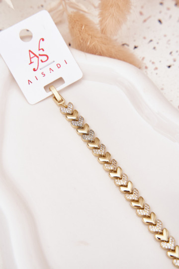 Käevõru Pealiste omad Südamed säravate kristallidega Kuldset värvi 2