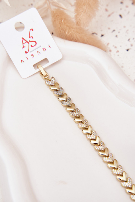 Käevõru Pealiste omad Südamed säravate kristallidega Kuldset värvi