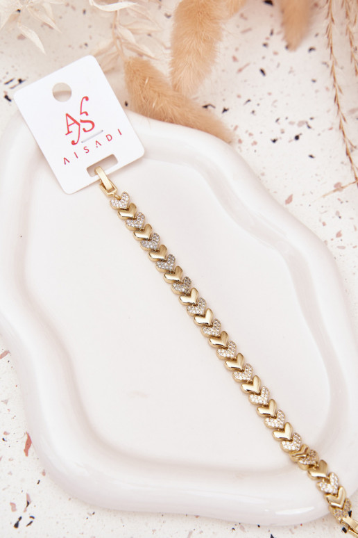 Käevõru Pealiste omad Südamed säravate kristallidega Kuldset värvi