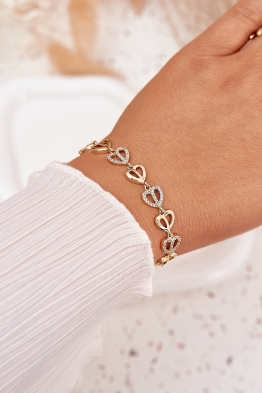 Käevõru valmistatud roostevabast terasest säravate kristallidega Kuldset värvi