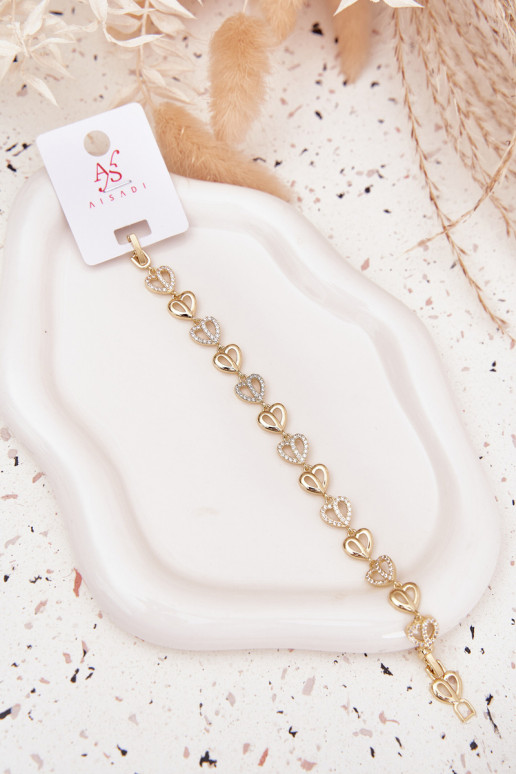 Käevõru valmistatud roostevabast terasest säravate kristallidega Kuldset värvi