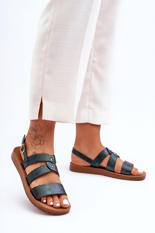 läikiv Pealistesandaalid khakivärvi Catalia