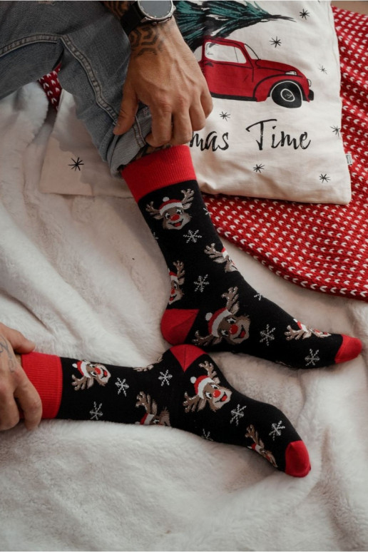 Meeste sokid Christmas Uśmiechnięte Reindeers msuud
