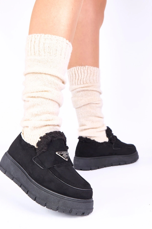 Mustad platvormmokaasi karusnahaga Kirby