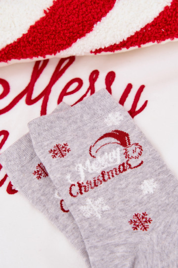 Sokid Pealiste omad Christmas Lumehelbed Koos pealdisega Halli värvi