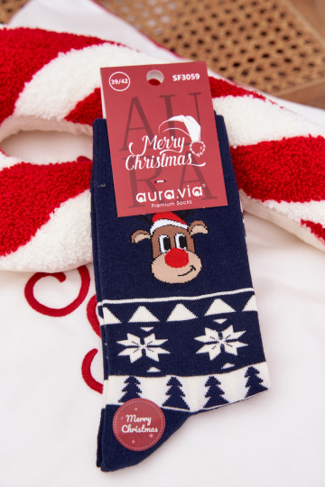Skarpety meeste omad Christmas Mustriline Põhjapõtradega tumesinist värvi