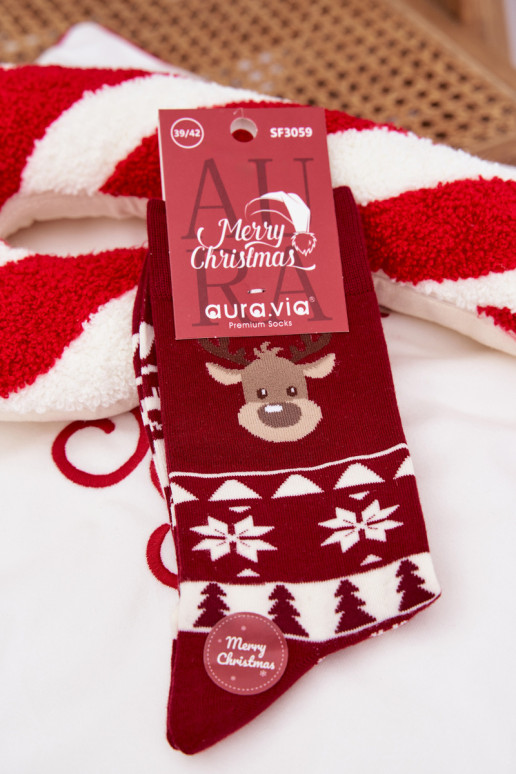 Skarpety meeste omad Christmas Mustriline Põhjapõtradega bordoo-värvi