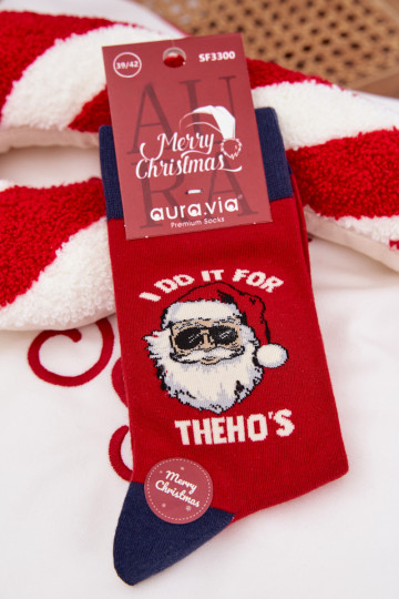 Skarpety meeste omad Christmas Santa Claus IN Okularach Punane-tumesinist värvi