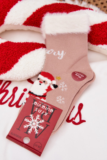 Jõulusokid Laste jalanõud karusnahaga I Santa Clausem INełna Alpaka beeži värvi 2