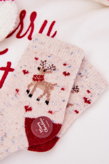 Laste jalanõud Christmas Sokid Põhjapõtradega INełna Alpaka beeži värvi
