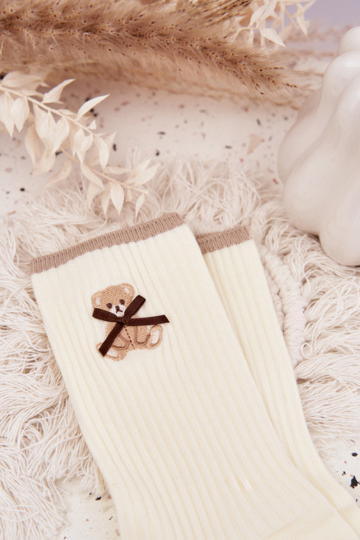 Puuvillased sokid triipudega Koos Karuga Ecru