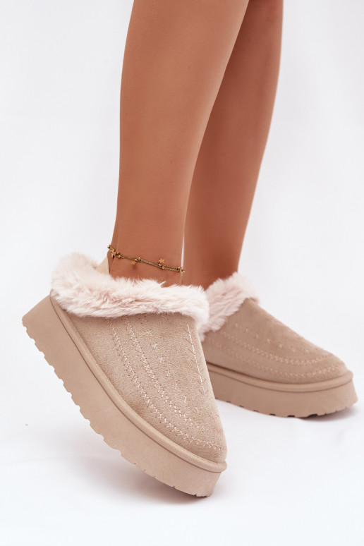 nööpidega lumesaapad Pealiste omad platvormiga karusnahaga I Przeszyciami Elevandiluu värvi Arelina