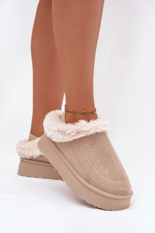 nööpidega lumesaapad Pealiste omad platvormiga karusnahaga I Przeszyciami Elevandiluu värvi Arelina