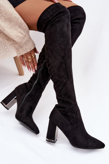 naiste pika säärega saapad Eco Suedeosissee Põlve jaoks kõrge jämeda kontsaga msuud Thamine