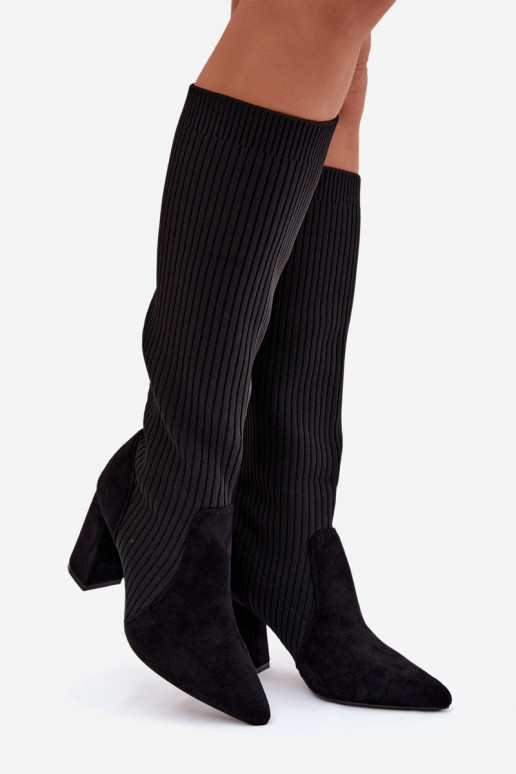 naiste pika säärega saapad kõrge jämeda kontsaga msuud Yserine