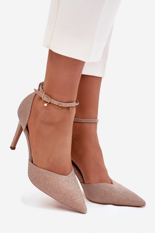 Läikivad kõrge kontsaga kingad rihmadega Szampańskie Joranne