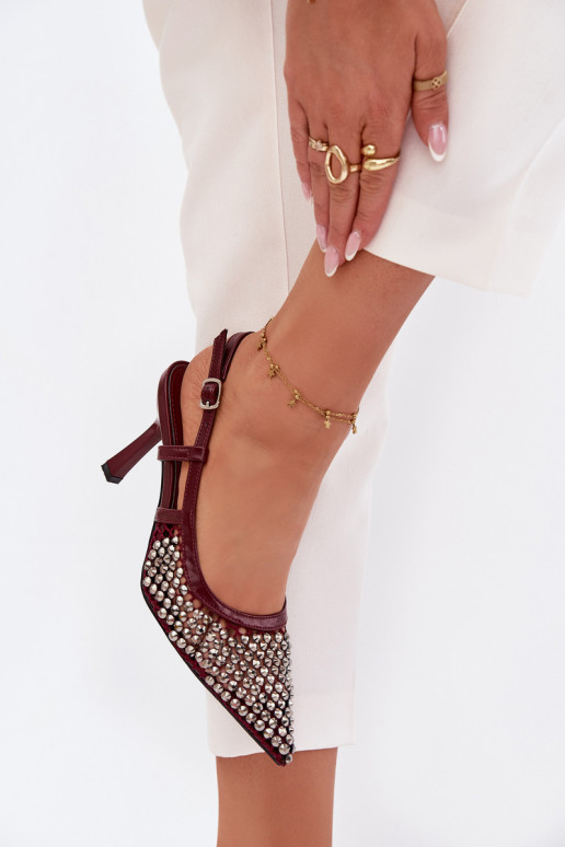 kõrge kontsaga neetidega bordoo-värvi Selinna