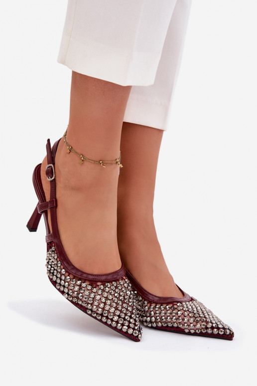 kõrge kontsaga neetidega bordoo-värvi Selinna