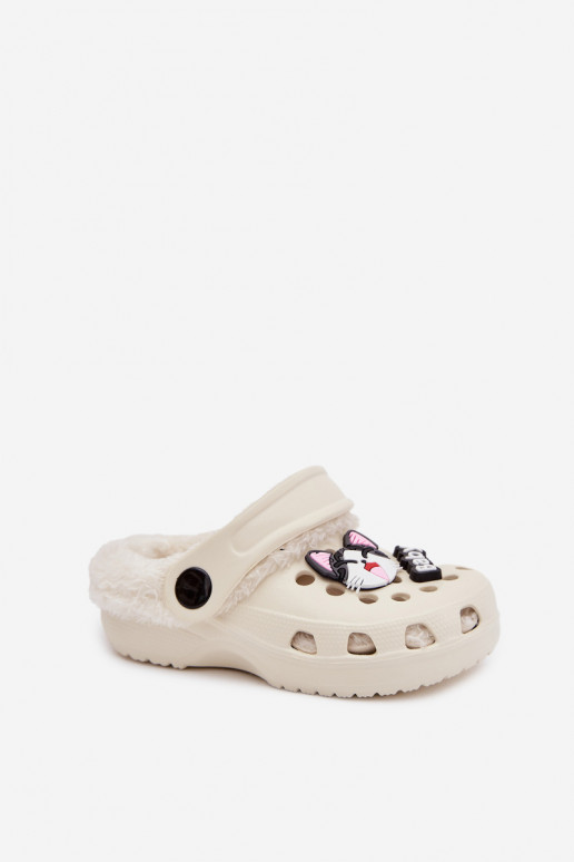 Kerged rannaplätud Sussid Laste jalanõud voodriga karusnahagaPrzypinkami elevandiluu värvi Cerelle